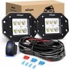 Light Bar Wiring Kit Nilight 2 Pcs 18W Flood Flush Mount LED Lights & 12V 5-Pin Rocker Switch Wiring Harness Kit for Offroad Reverse Light Backup Light, 2 Years Warranty