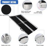 5 Feet Portable Wheelchair Ramp with Quick-Lock Non-Skid Aluminum | Handicap Ramps with Handle Folding Threshold Ramp for Home Steps, Stairs, Doorways, Scooter, Porch, Cart 800LBS Capacity