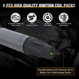 Ignition Coil Pack Fit for Ford Edge Explorer F150 Flex Taurus Lincoln MKS MKT MKZ Mazda 6 CX-9 Mercury Sable 3.5L 3.7L V6 2007 2008 2009 2010 2011-2016 OE# UF553 DG520 Ignition Coils Set of 6
