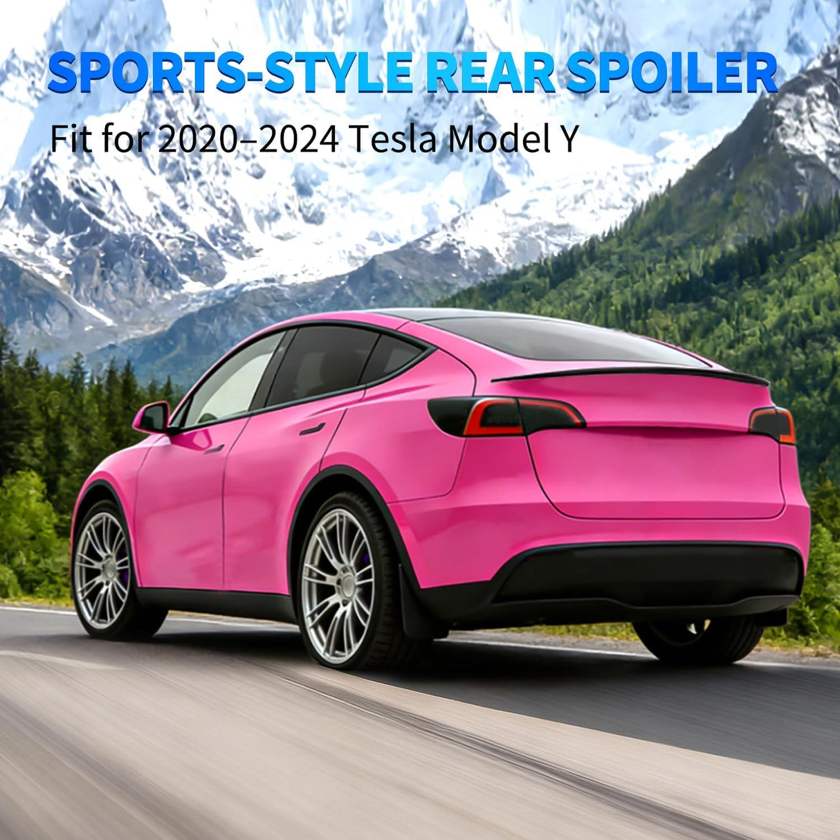 Spoiler Compatible with Tesla Model Y 2020 2021 2022 2023 2024 Spoilers for Cars Rear Spoiler Wing ABS Sporty Rear Trunk Lip Exterior Accessories Easy No-Drill Installation, Matte Black