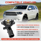 Thermostat Housing Assembly Compatible with Dodge Durango Jeep Grand Cherokee 2011-2015 Wrangler 2012-2017 JK 2018 Engine Coolant Thermostat Housing for Car 902-852 5184655AD 5184651AF AG AH