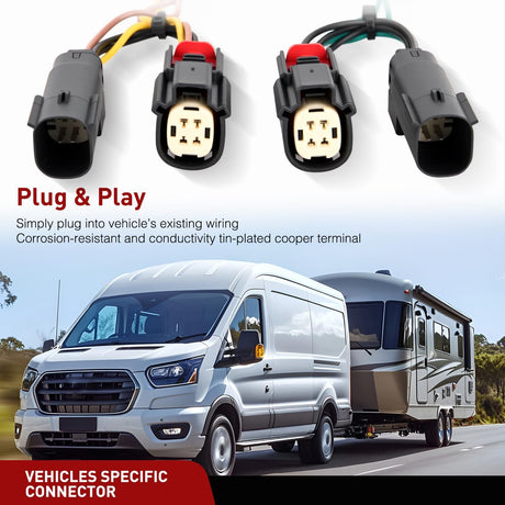 4 Pin Trailer Wiring Kit 56327 Vehicle Standard 4 Way Connector Custom for 2015 2016 2017 2018 2019 2020 2021 2022 2023 2024 Ford Transit-150, Transit-250, Transit-350, E-Transit Hitch