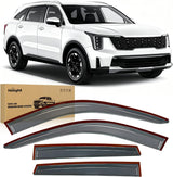 Tape-On Rain Guards for Kia Sorento 2021-2026, Dark Smoke Tinted Out-Channel Window Visors, Vent Deflectors for Fresh Air, Rain & Wind Protection, 4PCS
