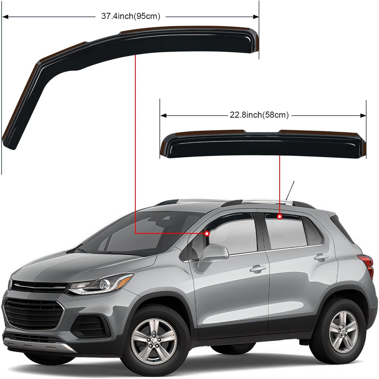 in Channel Window Deflectors for Chevrolet (Chevy) Trax 2014 2015 2016 2017 2018 2019 2020 2021 2022, Buick Encore 2013-2022 Window Rain Guards, Keep Rain Out & Reduce Wind Noise-4PCS