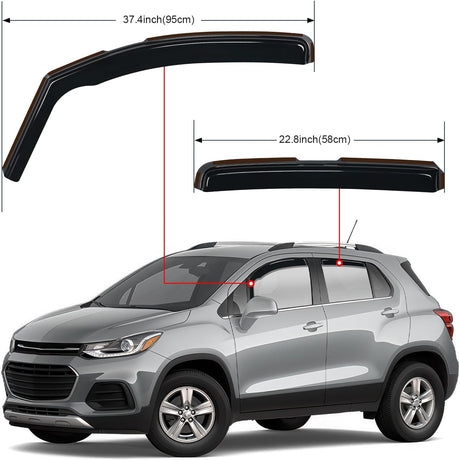 in Channel Window Deflectors for Chevrolet (Chevy) Trax 2014 2015 2016 2017 2018 2019 2020 2021 2022, Buick Encore 2013-2022 Window Rain Guards, Keep Rain Out & Reduce Wind Noise-4PCS