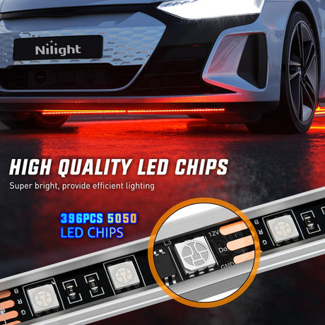 4Pcs Aluminum Underglow Neon Accent Strip Lights 396 LEDs RGB Door Assist Multi Color DIY Sound Active Function Music Mode with APP and Remote Control Underbody Light Strips for Car Truck RV