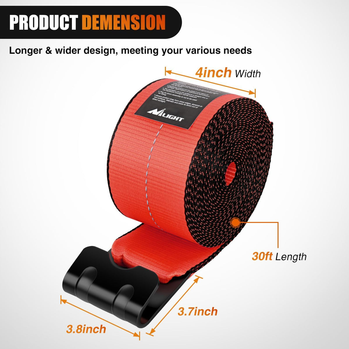 Truck Straps 4 Inch x 30' Heavy Duty Tie Down with Flat Hooks | 16800LBS Break Strength & 5400LBS WLL for Flatbed Trailer Cargo Control Recovery Tree Saver 10 Pack Red