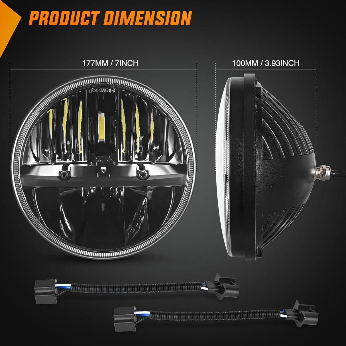 2PCS 7 Inch LED Headlights High Low Beam Round Headlamp for 2007 2008 2009 2010 2011 2012 2013 2014 2015 2016 2017 JK JKU 1997-2006 Wrangler TJ 2 Door