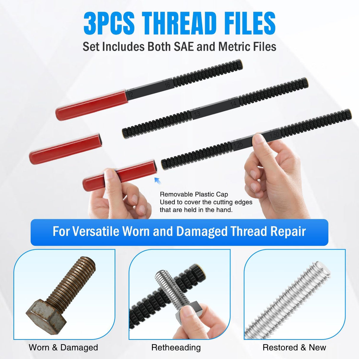 56PCS Thread Chaser Set SAE Metric Universal UNC UNF Sizes | Master Thread Repair Kit with Case 23 Taps 28 Dies 3 Files 2 Gauge Automotive Tool for Mechanics Auto Shop Home Garage Repair