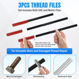 56PCS Thread Chaser Set SAE Metric Universal UNC UNF Sizes | Master Thread Repair Kit with Case 23 Taps 28 Dies 3 Files 2 Gauge Automotive Tool for Mechanics Auto Shop Home Garage Repair