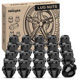 20PCS M14x1.5 Lug Nuts Compatible with 2015-2023 Ford Mustang/Edge | for 2020-2023 Explorer 2022-2023 Maverick One-Piece Solid Black Steel OEM Factory Wheel Nuts Replace