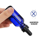 CL65319 Cobalt Blue Glass Bottles 1-oz for Essential Oils with Glass Eye Dropper And Rubber Bulb - 6 pack