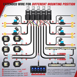 16AWG 14AWG 12AWG LED Light Bar Wiring Harness Kit 12V On/Off 5 Gang Rocker Switch Panel Power Relay Blade Fuse 5Pin Toggle Switches for Cars Boat ATV Trucks-10 Leads