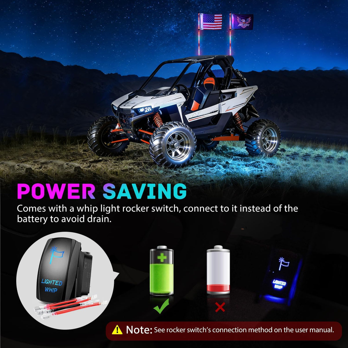 COB RGB LED Whip Light 2PCS 5FT Spiral Antenna Whips | Bluetooth APP and Remote Control with DIY Chasing Patterns Music Sync and Spring Base for ATV UTV RZR Can Am and Truck