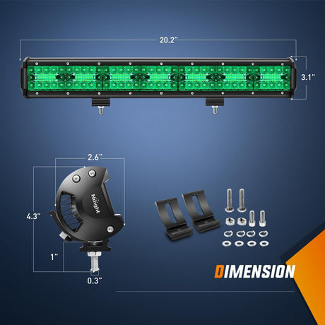 20 Inch LED Light Bar Green Triple Row 420W Spot Flood Combo Off Road Driving Fog Fishing Hunting Emergency Safety Lighting for UTV Pick-up Van Boat Tractor