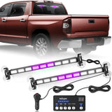 162 LED Traffic Advisor Strobe Light Bar 2-in-1 Purple White Emergency Warning Hazard Lights with Controller 4 Switchable Color 36 Flash Pattern for Trucks Cars Tow Plow Construction Vehicles
