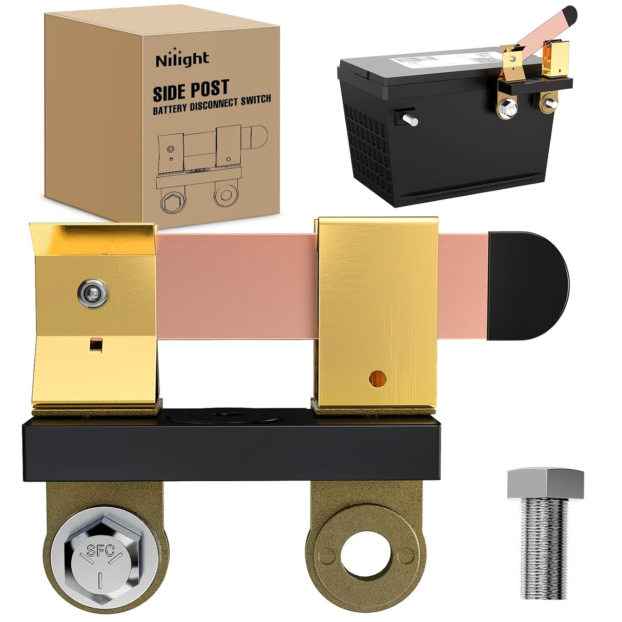 Side Post Knife Blade Master Switch 12V 24V 250A Battery Negative Disconnect Shut Off Kill Power Isolator for Car Truck Marine RV Vehicle and Electrical Equipment