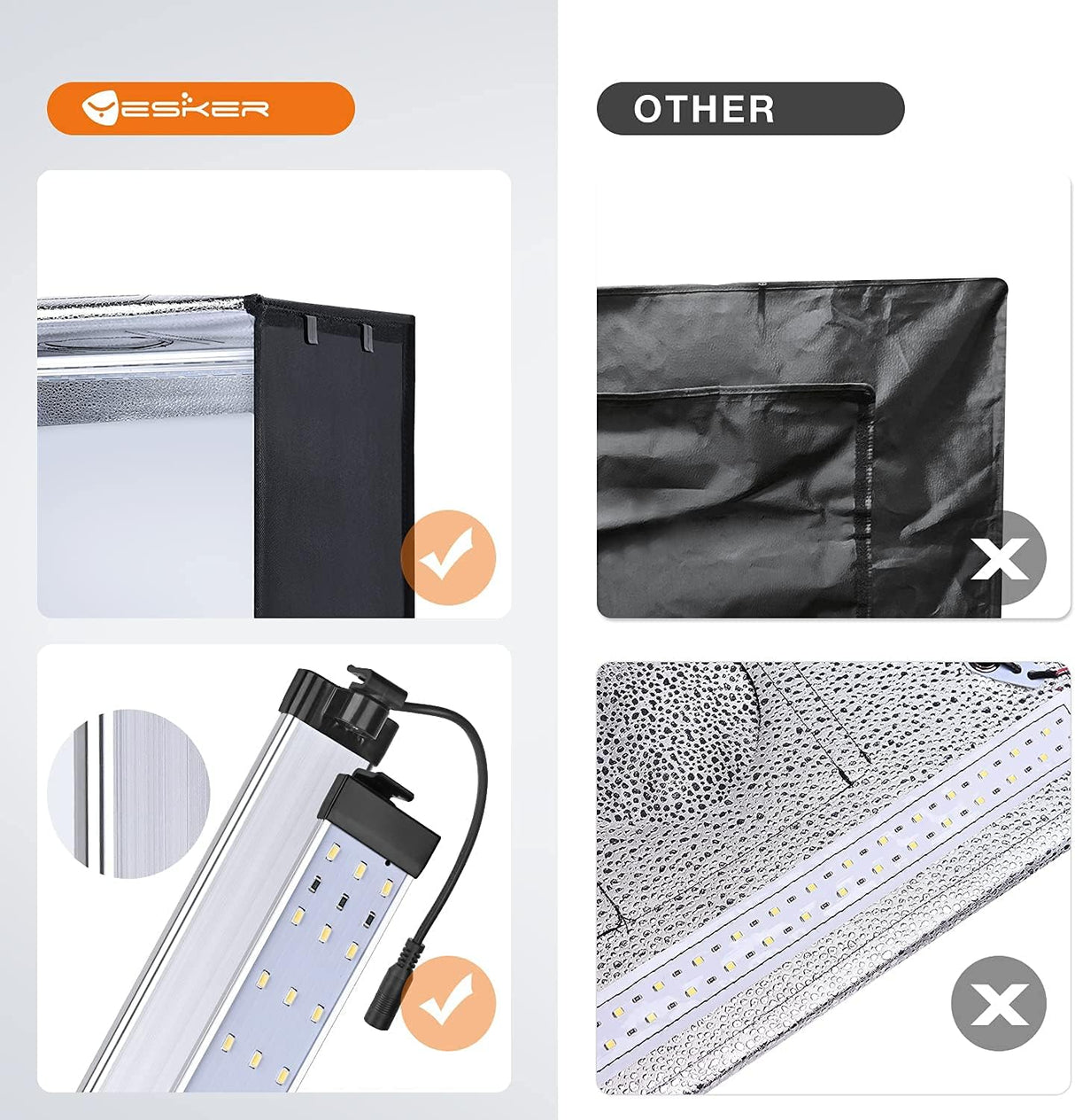 Light Boxes Photo Light Box, 24x24x24 inch Portable Lighting Tent Kit Brightness Adjustable Studio Photography Booth with 126 Large LED Lights CRI95+ with 4 Background for Large Items Shooting