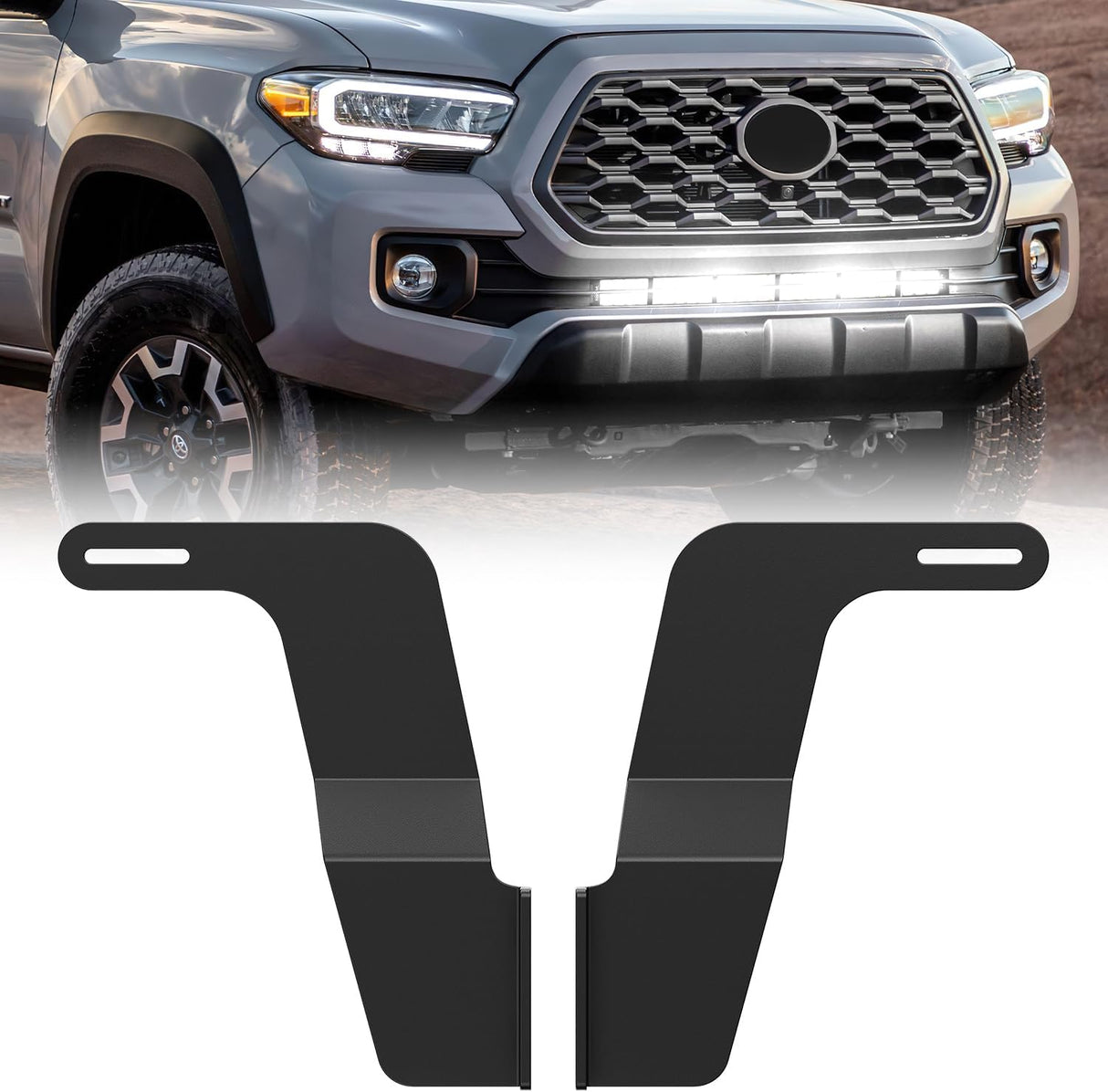 Hidden Bumper Mounting Bracket for 2016-2023 Toyota Tacoma | Designed for 32 Inch Single Double Row LED Light Bar,Heavy-Duty Steel,Front Lower Hidden Bumper Brackets