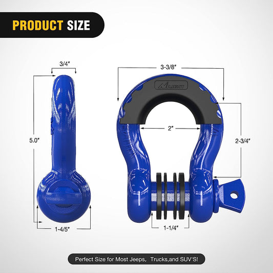 3/4 inch D-Ring Shackle Blue (Pair) Nilight