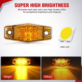 2.5 Inch Oval Side Marker Clearance Light 2 LED 8 Pack Amber 80LM High Lumen Waterproof Surface Mount 12V Direct Wire for Truck Trailer Boat RV Semi