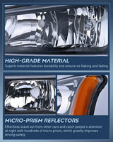 Headlight Assembly for 2003 2004 2005 2006 Chevy Silverado Avalanche 1500 1500HD 2500 2500HD 3500 Chevrolet Pickup Replacement Headlamp Black Housing Amber Reflector Bumper Lamp Set