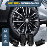 24PCS M14x1.5 Lug Nuts One-Piece Compatible with 2012-2024 RAM 1500 | for 2000-2024+ Suburban/Tahoe/Yukon/Escalade 1999-2025 Silverado/Sierra 1500 Solid Black Steel OEM Factory Wheel Nut Replace