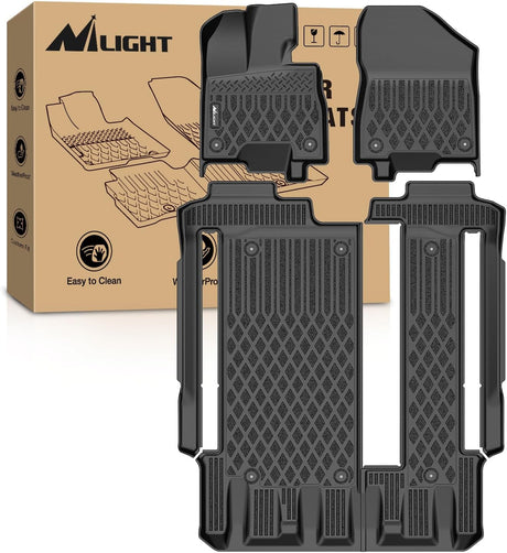 TPE Floor Mats for Toyota Sienna 8 Seats 2021 2022 2023 2024 2025 All Weather Custom Fit Heavy Duty Floor Liners
