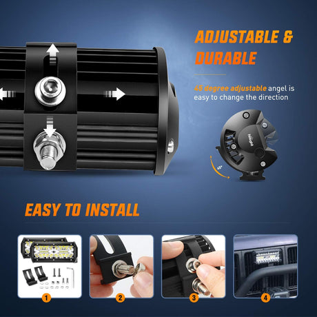 Led Pods 6.5 Inch 120W Flood Spot Combo Off Road Driving Fog Light Bar Work Lighting for Truck Tractor Pickup Boat SUV ATV UTV 4WD Car 4x4 Van Camper Motorcycle Dirt Bike Golf Cart 12V 24V