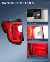 Taillight Assembly Compatible with 2020 2021 2022 2023 GMC Acadia | SL SLE SLT Denali LED Outer Tail Light Replacement OE Style Chrome Bezel Driver Side