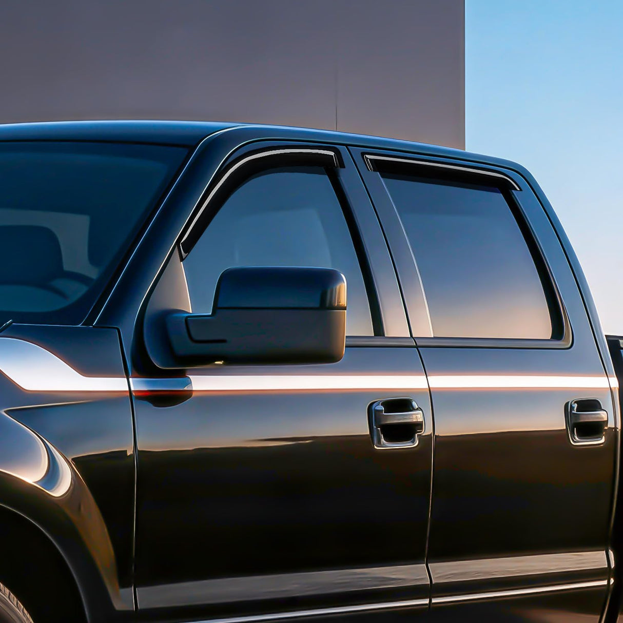 Out-Channel Rain Guards for Ford F150 Crew Cab 2004-2008, 4PCS | Tape-On Smoke Window Visors, Helps Reduce Wind Noise, Fits F150 2004 2005 2006 2007 2008, Lincoln Mark LT 2006 2007 2008
