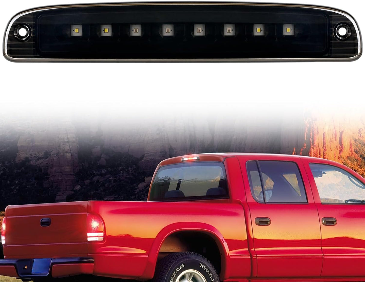 Third Brake Light Tail High Mount 3rd Stop Cargo Reverse Lights Smoked Lens Compatible with Dodge Dakota 1997 1998 1999 2000 2001 2002 2003 2004 2005 2006 2007 2008 2009 2010