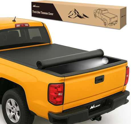 Soft Roll-Up Tonneau Cover Compatible with Chevy Silverado/GMC Sierra 1500 2007 2008 2009 2010 2011 2012 2013–6.5ft Truck Bed Cover