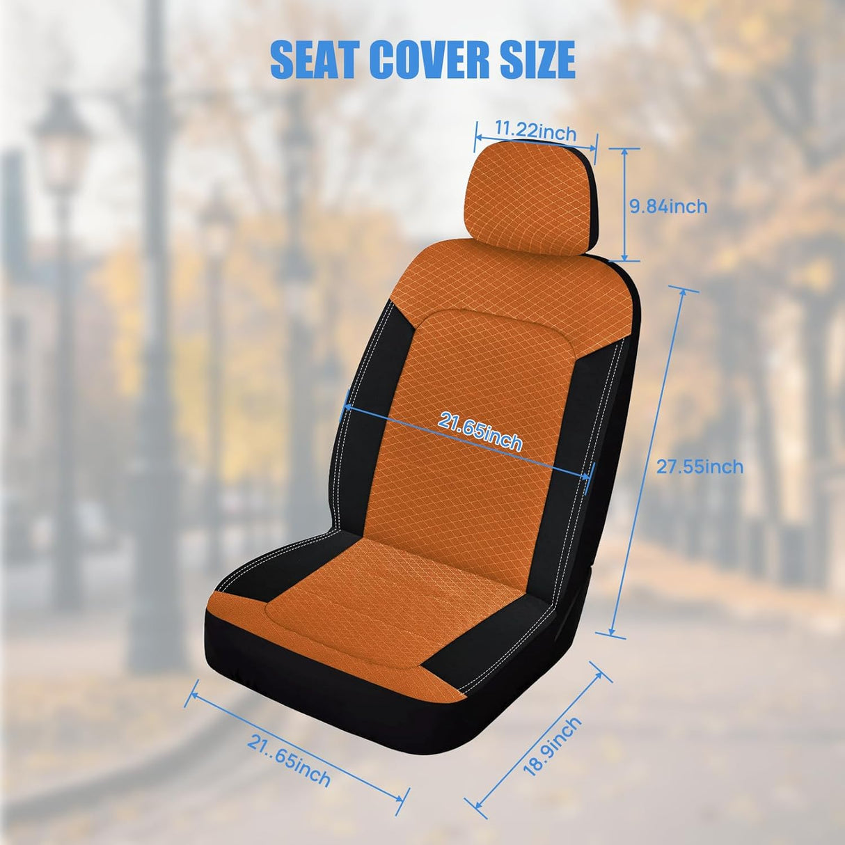Car Seat Cover 2PCS Black Brown Breathable Mesh Interior Covers with Removable Headrest Airbag Compatible Universal for Cars Truck and SUV Front Seats
