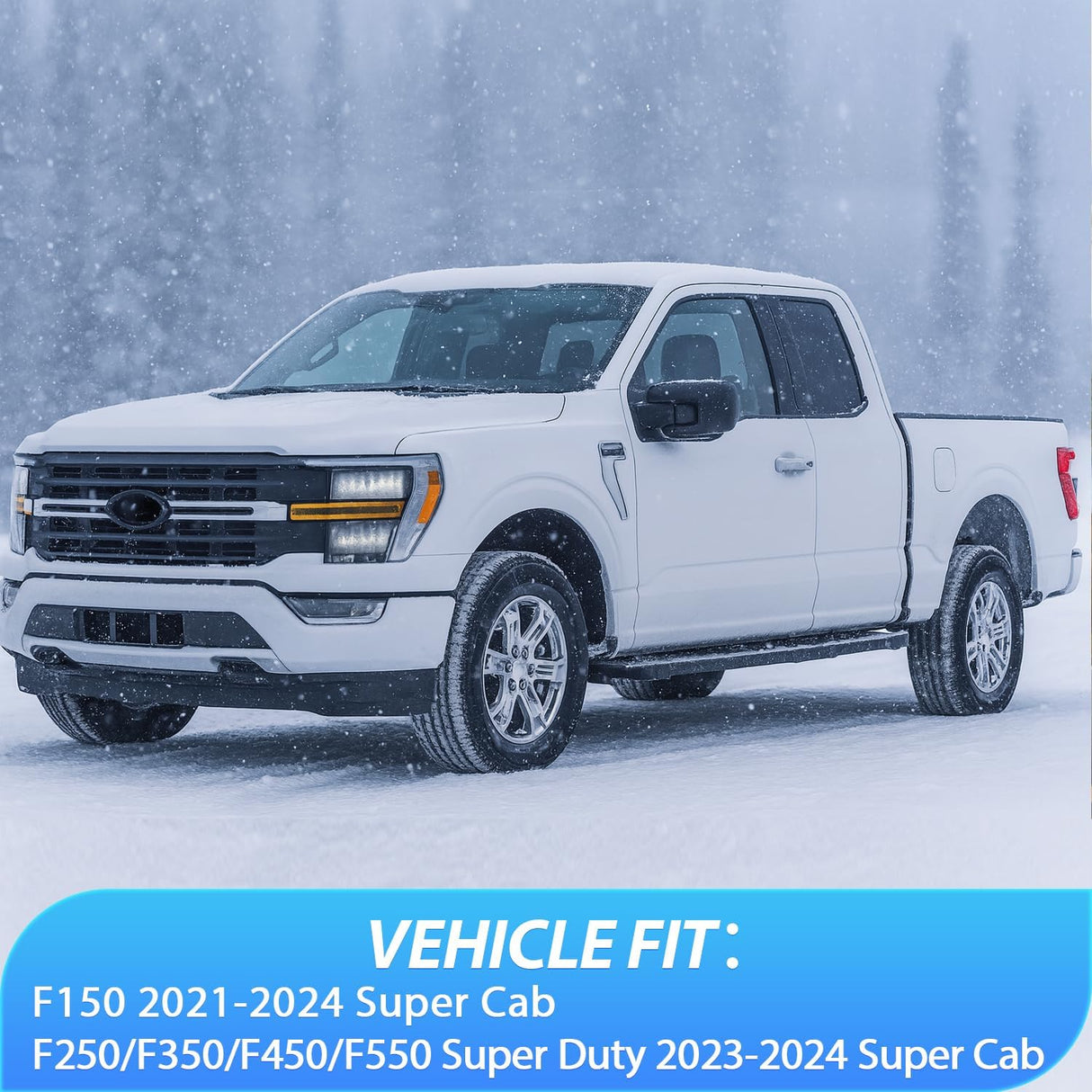 In-Channel Window Deflectors for Ford F150 Super Cab 2021–2026 & Ford Super Duty Super Cab 2023–2026, Reduce Wind Noise, Rain Guards for Daily Driving, Towing & Work Trucks, Smoke Tinted, 4PCS