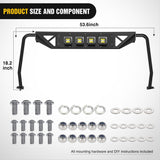 Windshield Frame Cover Light Bracket for 2021 2022 2023 2024 2025 2026 New Ford Bronco 2/4 Door Accessories Roof Sun Visor Cowl Body Armor with 4 x LED Lights Black