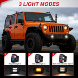 Flush Mount LED Light Pods 2PCS 42W Amber White 3 Lighting Modes Fog Lights Spot Flood Combo Beam with Dual Control 18AWG Wiring Harness for Truck Pickup Golf Cart UTV ATV SUV Boat 4x4 Car