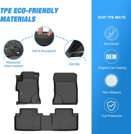 TPE Floor Mats for Honda Civic Sedan 2012 2013 2014 2015, All Weather Custom Fit Heavy Duty Floor Liners