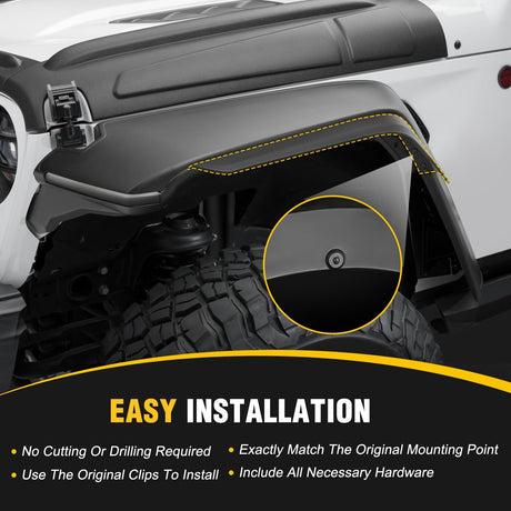Fender Flares Extensions Set Compatible with 2020 2021 2022 2023 2024 2025 2026 Gladiator JT Mojave & Rubicon (Only for High Wheel Arches) Off-Road Widened Front Rear Flat 4 PCS