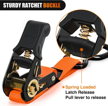 Ratchet Tie Down Straps With Soft Loop Orange Nilight