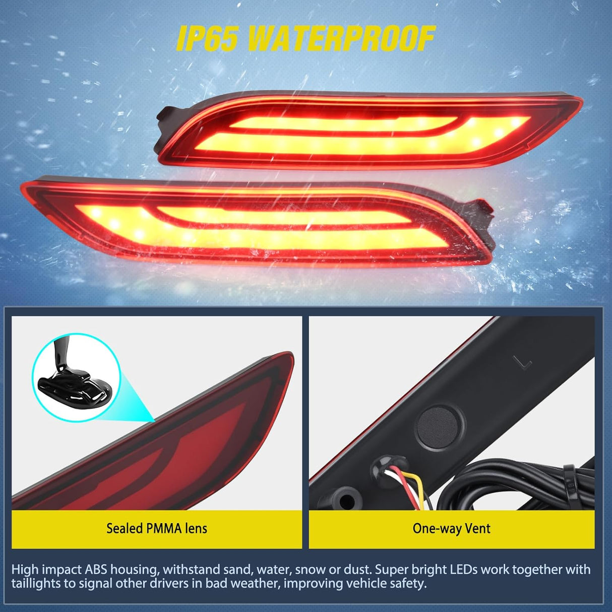 Rear Bumper Tail Light Compatible with 2018 2019 2020 2021 2022 2023 2024 2025 Toyota Camry Smoke Lens LED Reflector Rear Bumper Lamps Brake Turn Signal Sequential Flashing Driving Taillights