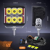 LED Pod Lights Heated Lens with Amber DRL 4 Inch 60 W Square Super Spot Light 16AWG Wiring Harness Kit for Offroad Driving Light Anti Freeze Function LED Work Lights for Truck UTV ATV SUV Jeep
