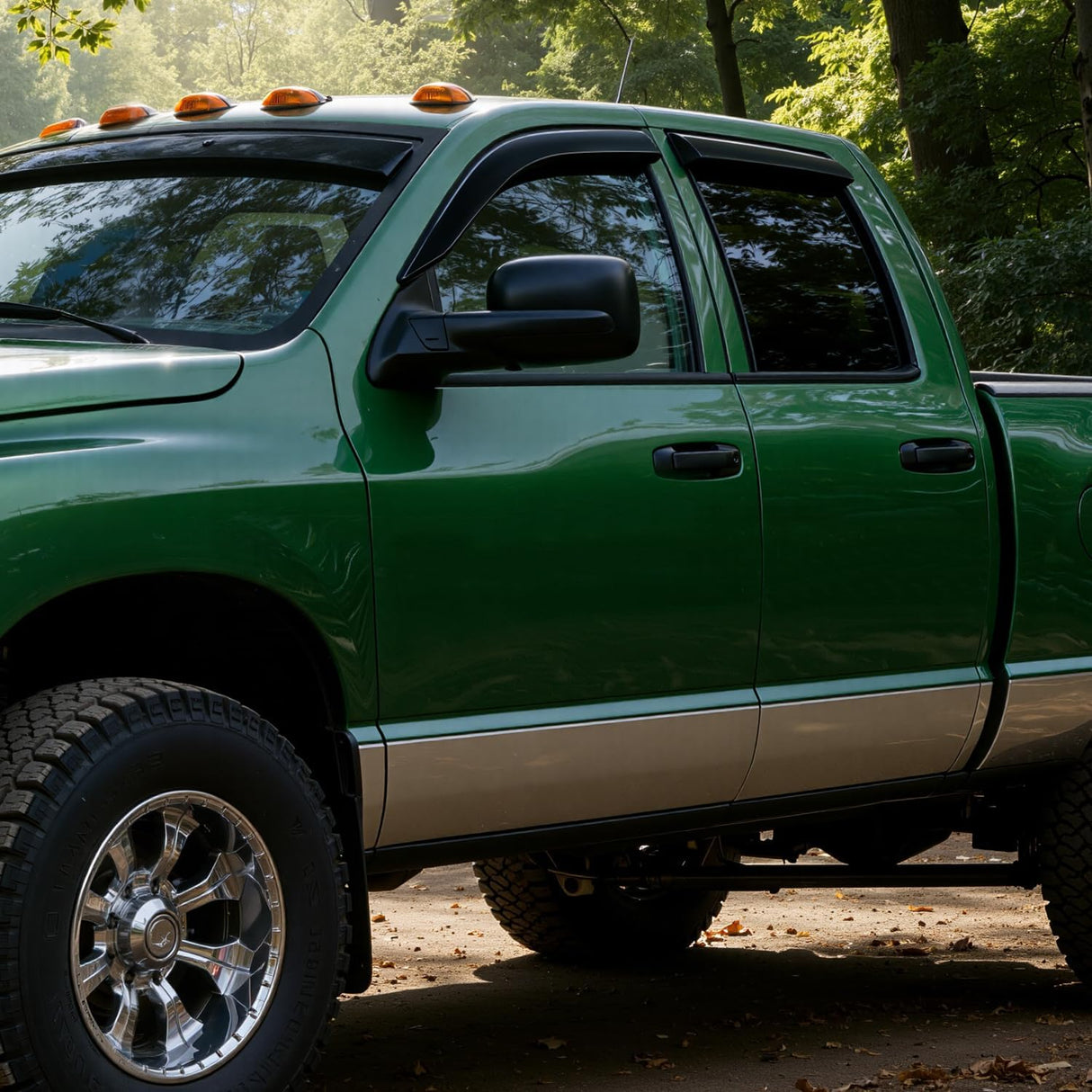 Tape-On Rain Guards for Dodge Ram 1500 Quad Cab 2002-2008, 4PCS | Out-Channel Smoke Window Visors, Helps Vent Fresh Air in Rainy Weather, Fits Dodge Ram 2500/3500 Quad Cab 2003-2009