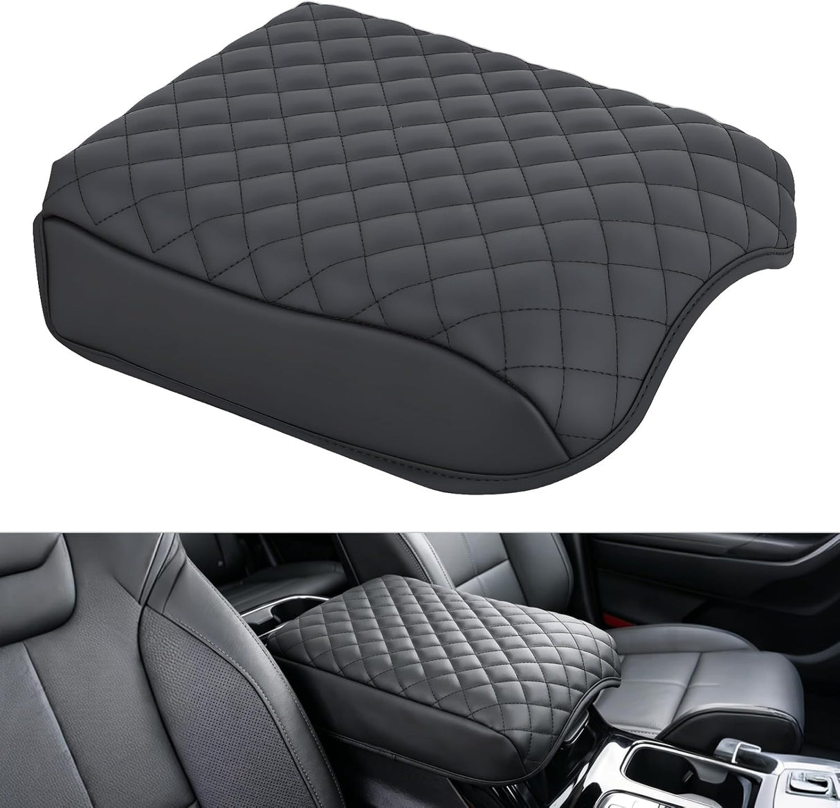 Center Console Cover for Kia Telluride 2020-2026 Armrest Cushion | for Telluride 2020 21 22 23 24 25 2026 Accessories Nappa Leather Armrest Cover for Car Waterproof Center Console Pad, Black