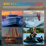 Boat Navigation Whip Light 3FT 360° Visibility 2NM Coast Guard Compliant 400+ Patterns with Remote Plug-in Base LED Spiral Boats Stern Lights for Night Fishing, Yacht, Pontoon Accessories