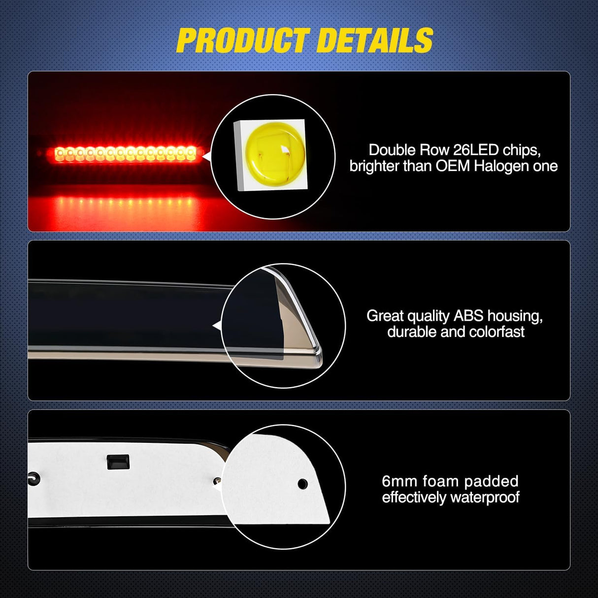 Third Brake Light Tail High Mount 3rd Stop Cargo Reverse Lights Smoked Lens Compatible with Nissan Titan 2004-2015 Nissan Frontier 2005-2016 Pickup Truck Rear Cab Lamp