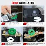 Top Post Battery Switch Heavy Duty 12DVC 125A Negative Kill Power Master Cut Off Isolator with Green Knob Quick Disconnect for Car Auto Truck Boat RV ATV
