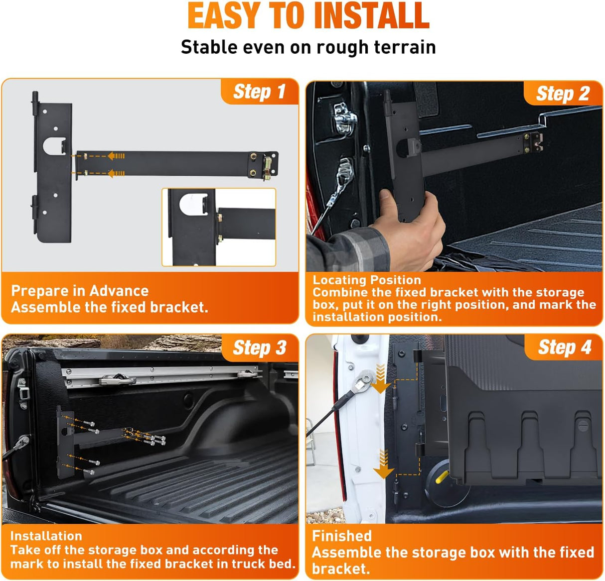 Truck Bed Tool Box Left Drivers Side Truck Tool Box Fit for Ford F-150 1999-2014 ABS Swing Case Truck Bed Storage Box with Lockable Lid Waterproof Wheel Well Toolbox Black