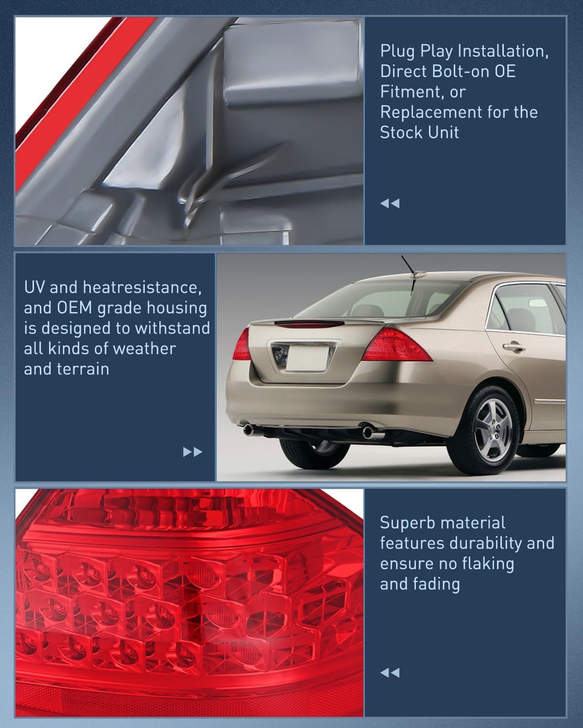 Taillight Assembly Compatible with 2006 2007 Honda Accord 4 Door Sedan Excluding Hybrid Rear Lamp Replacement OE Style Driver Side and Passenger