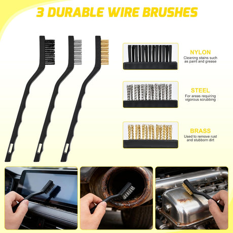 Automotive Tools 52PCS Car Detailing Kit Auto Cleaning Tools Wash Set with Storage Carry Bag Home Use for Interior Exterior Deep Clean Polish Car Care Windshield Dashboard Seat Air Vents Wheels Tires, Yellow
